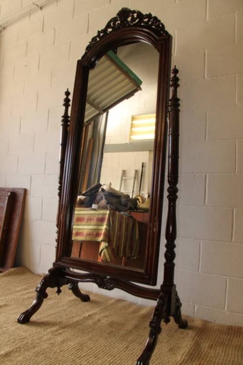 A spectacular antique Victorian large rosewood ball and claw cheval mirror - 1,9m high!