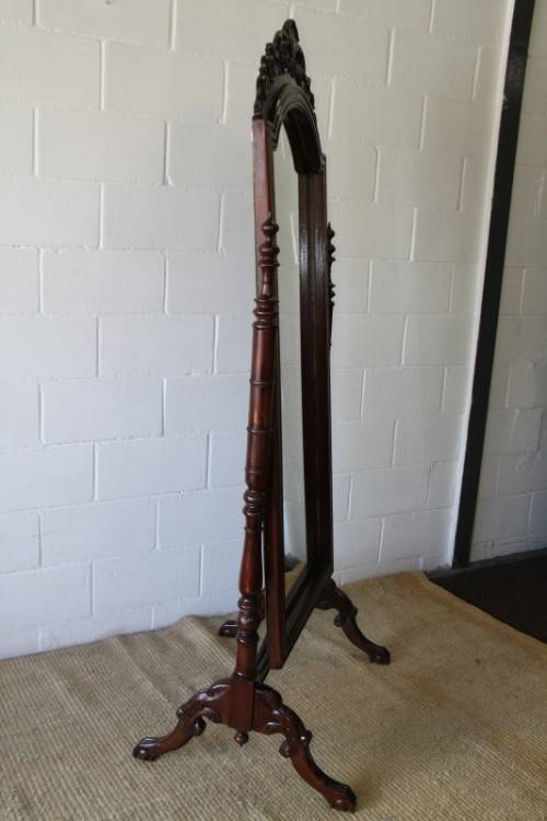 A spectacular antique Victorian large rosewood ball and claw cheval mirror - 1,9m high!