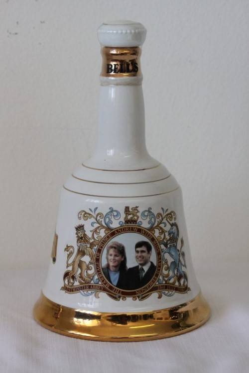 A rare full Bells Blended Scotch Whisky Prince Andrew & Fergy's marriage commemorative decanter