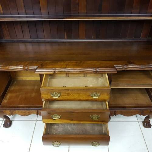 A spectacular solid Stinkwood "gabled" display Buffet Server with cutlery drawers & cupboards