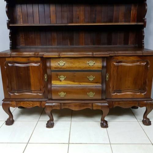 A spectacular solid Stinkwood "gabled" display Buffet Server with cutlery drawers & cupboards