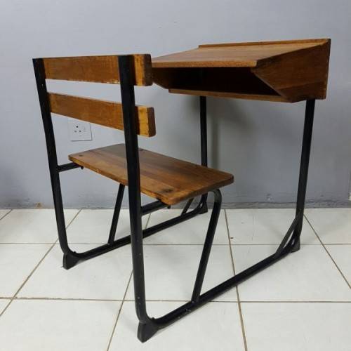An awesome vintage/ antique? solid teak school desk in wonderful condition