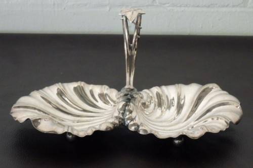 An incredible antique Art Nouveau silver plated double-dish entree server w/ twined grapevine detail