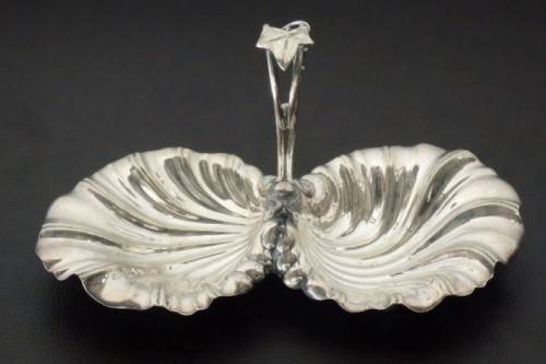 An incredible antique Art Nouveau silver plated double-dish entree server w/ twined grapevine detail