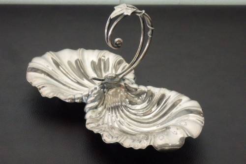 An incredible antique Art Nouveau silver plated double-dish entree server w/ twined grapevine detail