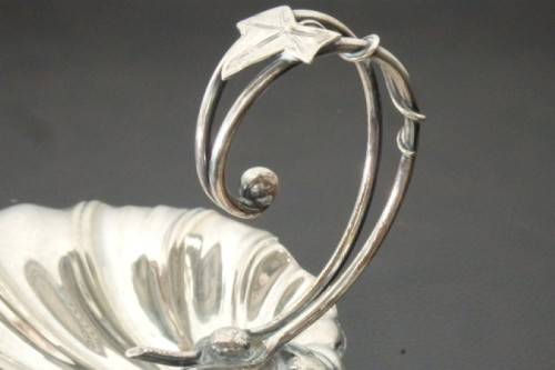 An incredible antique Art Nouveau silver plated double-dish entree server w/ twined grapevine detail