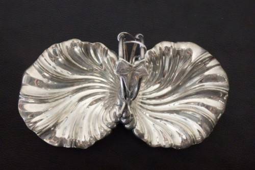 An incredible antique Art Nouveau silver plated double-dish entree server w/ twined grapevine detail