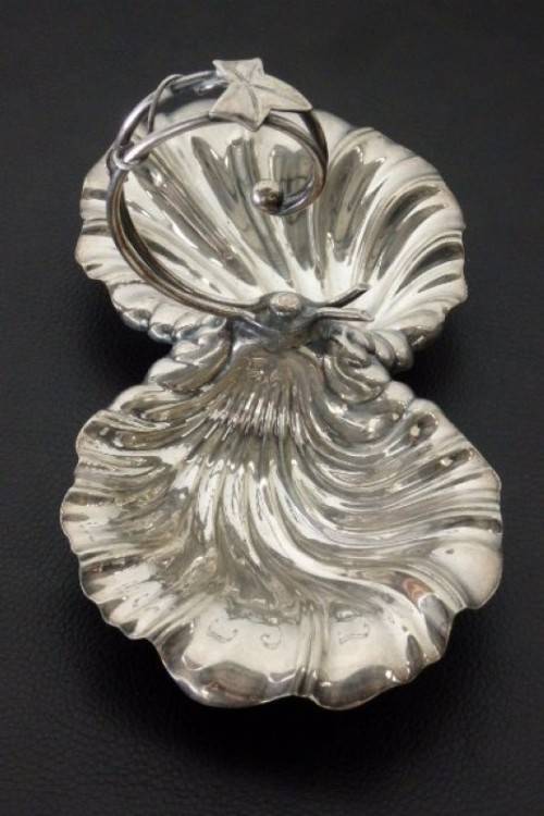 An incredible antique Art Nouveau silver plated double-dish entree server w/ twined grapevine detail