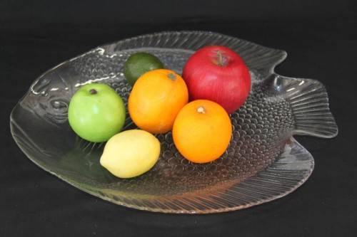Two stunning large fish shaped glass serving platters in excellent condition - RS17Sale