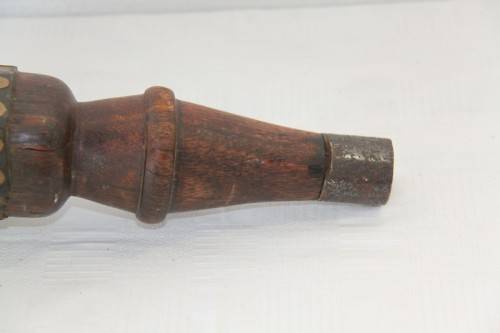 **RS17** An antique fireplace bellows with a iron tip, carved detailing and brass embellishments