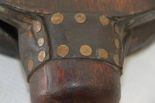 **RS17** An antique fireplace bellows with a iron tip, carved detailing and brass embellishments