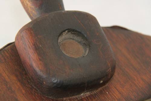 **RS17** An antique fireplace bellows with a iron tip, carved detailing and brass embellishments