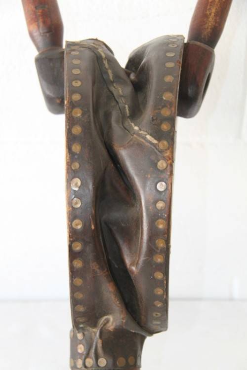 **RS17** An antique fireplace bellows with a iron tip, carved detailing and brass embellishments