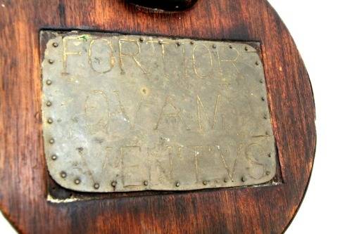**RS17** An antique fireplace bellows with a iron tip, carved detailing and brass embellishments
