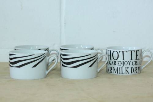 An awesome collection of five "black and white" porcelain tea/ coffee cups in excellent condition