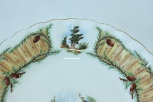 An incredibly rare vintage "Royal Albert" Knotty Pine trio, including teacup, saucer & cake plate