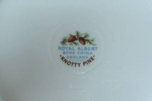 An incredibly rare vintage "Royal Albert" Knotty Pine trio, including teacup, saucer & cake plate