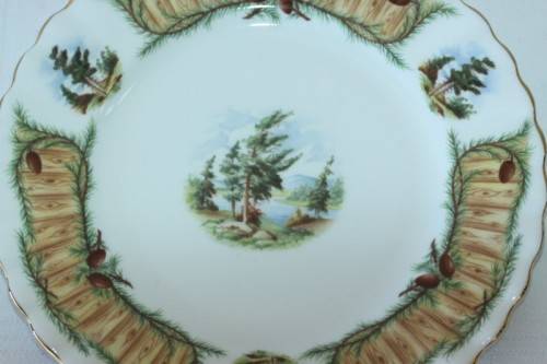 Four incredibly rare vintage Royal Albert "Knotty Pine" pattern cake plates - RS17Sale