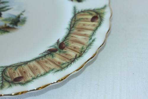 Four incredibly rare vintage Royal Albert "Knotty Pine" pattern cake plates - RS17Sale