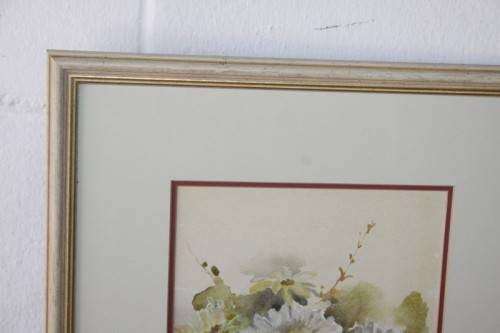 An exquisitely painted framed original signed watercolour painting of a vase of flowers RS17