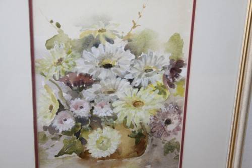 An exquisitely painted framed original signed watercolour painting of a vase of flowers RS17