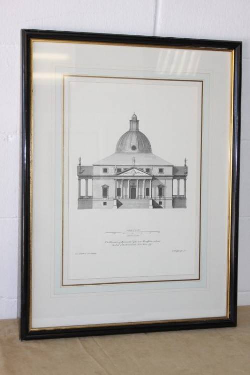 A superb architectural framed print titled "The elevation of Merenworth Castle near Maidstone" RS17