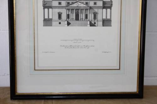 A superb architectural framed print titled "The elevation of Merenworth Castle near Maidstone" RS17