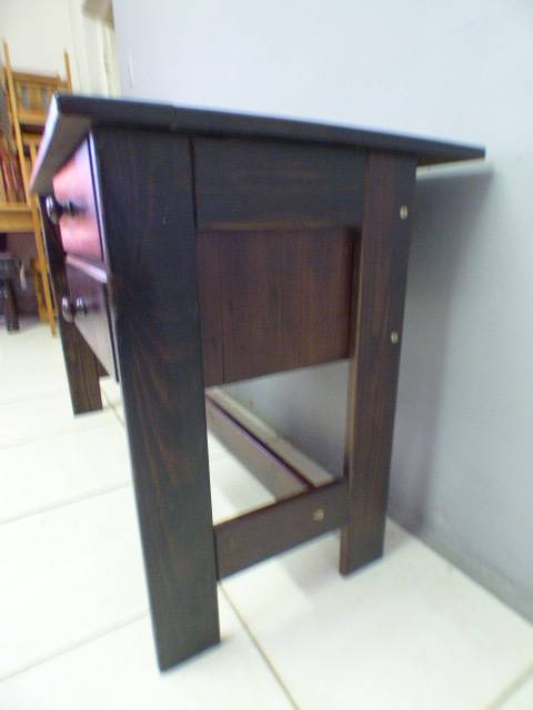 A lovely wooden writing/work desk with two spacious drawers in good condition. Perfect to paint.