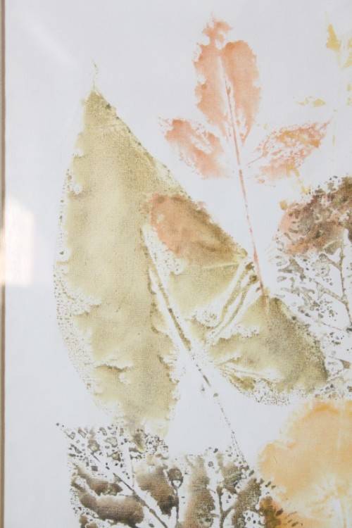 Incredible original watercolour painting of leaves in a metal frame behind glass - RS17Sale