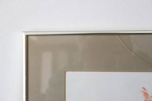 Wonderful original watercolour painting of leaves in a metal frame behind glass - RS17Sale