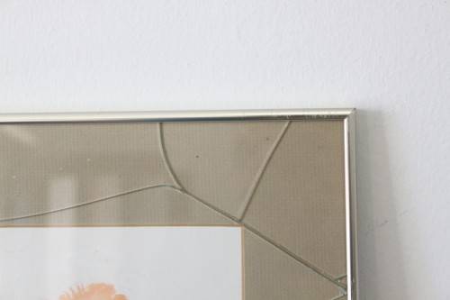 Wonderful original watercolour painting of leaves in a metal frame behind glass - RS17Sale