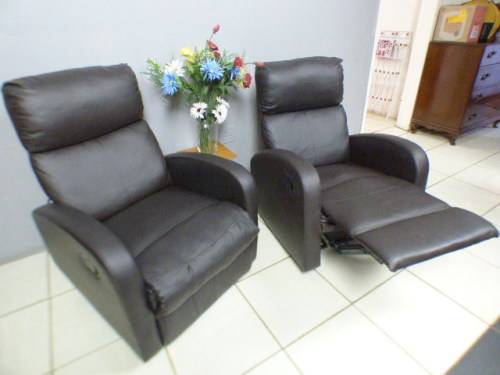 2 beautiful PU leather recliner chairs, fantastic in a sun room, patio, porch!!price/chair