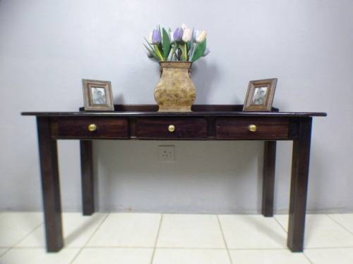 Spectacular wood buffet console/hall table with three spacious drawers in remarkable condition