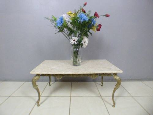 A superb solid brass and marble top coffee table. - stunning in formal lounges, entrances!!