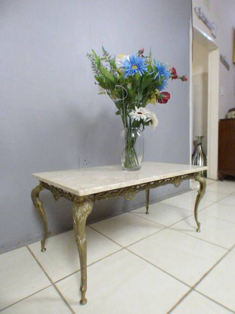A superb solid brass and marble top coffee table. - stunning in formal lounges, entrances!!