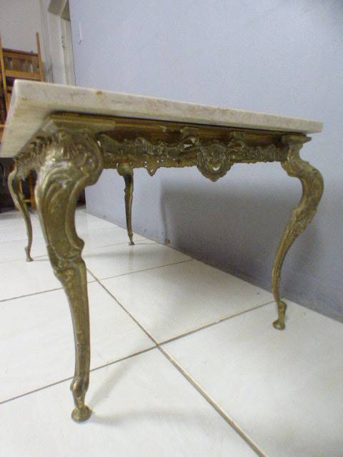 A superb solid brass and marble top coffee table. - stunning in formal lounges, entrances!!