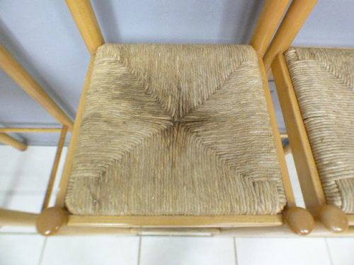 Four awesome yellow wood bentwood bar chairs with wicker seats - Stunning!!   RS17Sale