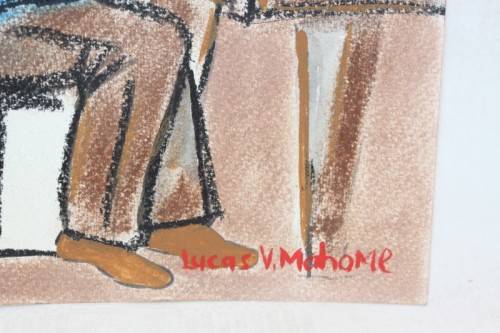 Stunning original signed unframed "Lucas V. Mahome" watercolour painting of a piano player-RS17Sale