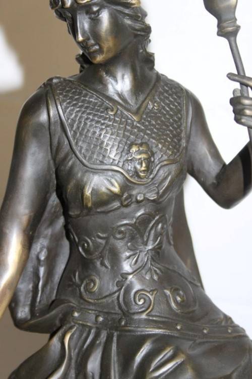 A spectacular large (64.5cm) Demetre Chiparus bronze "Goddess Britannia" revival mantle clock RS17CL