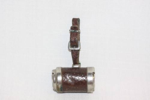 An incredible and rare antique leather clad silver plated double "Sovereign" cylinder coin holder