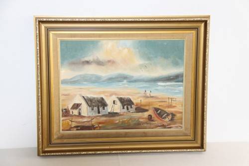 **RS17** A stunning signed and framed "Cecile Oversby" oil painting of Cape coastal cottages