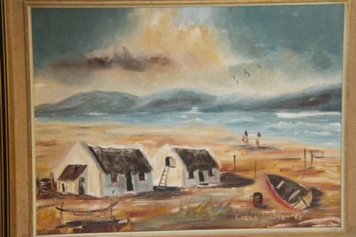 **RS17** A stunning signed and framed "Cecile Oversby" oil painting of Cape coastal cottages