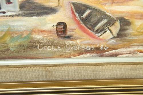 **RS17** A stunning signed and framed "Cecile Oversby" oil painting of Cape coastal cottages