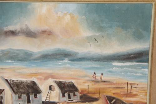 **RS17** A stunning signed and framed "Cecile Oversby" oil painting of Cape coastal cottages