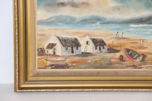 **RS17** A stunning signed and framed "Cecile Oversby" oil painting of Cape coastal cottages