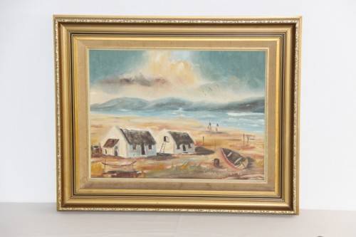 **RS17** A stunning signed and framed "Cecile Oversby" oil painting of Cape coastal cottages