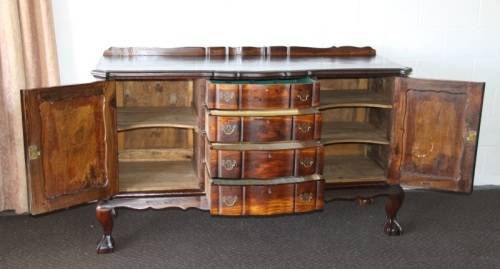 A superb large solid stinkwood ball & claw double-cupboard 4-drawer dining buffet side server - WOW!