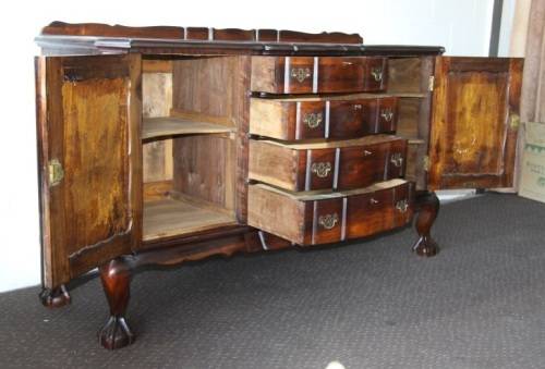 A superb large solid stinkwood ball & claw double-cupboard 4-drawer dining buffet side server - WOW!