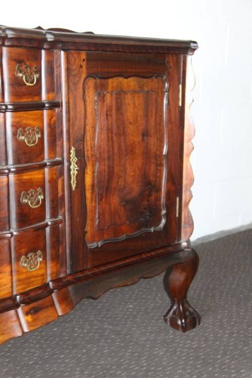 A superb large solid stinkwood ball & claw double-cupboard 4-drawer dining buffet side server - WOW!