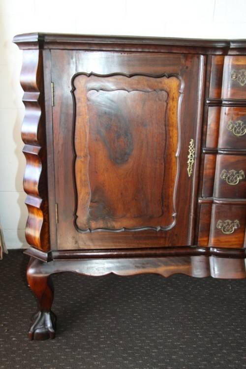 A superb large solid stinkwood ball & claw double-cupboard 4-drawer dining buffet side server - WOW!